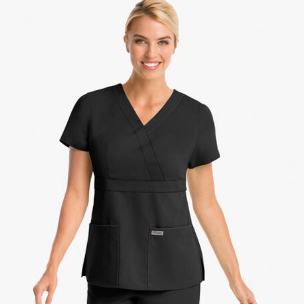 Barco Grey's Anatomy 3-Pocket Modern Fit Scrub Top in Black